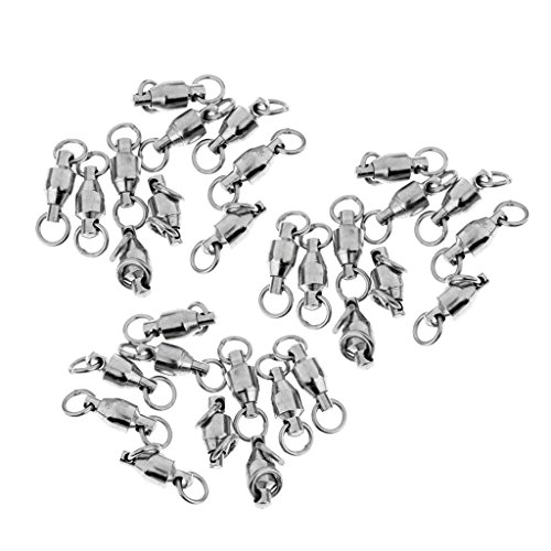 HomeDecTime 30Pcs Hochleistungskugellagerwirbel Massivringe Schwarzer Angelwirbel 5#