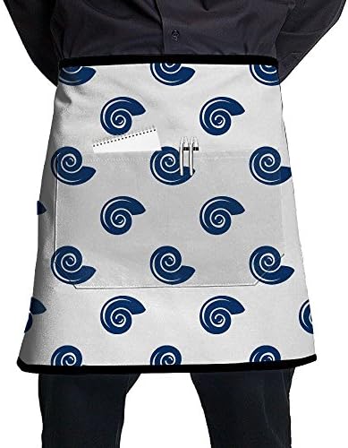 Navy Blue Snails Men And Women Kitchen 3D Apron For Cooking, Baking, Crafting, Gardening, BBQ-Navy &amp; Cream