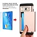 Galaxy J3 Case, CaseTop [Easy 2 Card Access] Sliding Back Door Card Holder Wallet Case - Hybrid TPU PC Cover - For Samsung Galaxy J3 / Express Prime / Amp Prime, Rose Gold