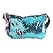 OULII Sports Bag Casual Bag Waist Pack Waist Bag Double Color Sequins Valentine's Day gift for women girls (Blue + Pink)