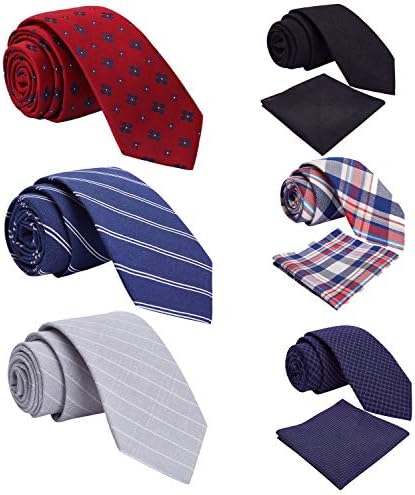 Mens Ties,Tsheoul Lot 6 PCS / 12 PCS Necktie Classic Cotton Handmade Skinny Neck Tie Sets for Men