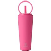 REDUCE Halo 32 oz Stainless Steel Vacuum Insulated Tumbler - Spill Proof Travel Mug with Flip Handle Lid - Keeps Drinks Cold for 32 Hrs - Dishwasher Safe - Cupholder Friendly - Dragon Fruit