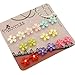 Color Flower Beads with Clear Crystal Magnetic Stud Earrings for Teen Girls Womens, Pack of 8 Pairs