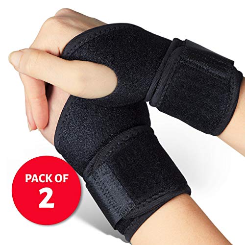 Xelparuc Adjustable Athletic Wrist Brace for Men & Women, Support for Carpal Tunnel, Tendonitis, Weightlifting,(Black /1 Pair)