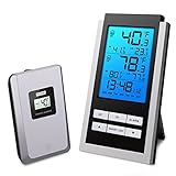 ORIA Indoor Outdoor Thermometer, Digital Wireless Temperature Monitor, LCD Screen Remote Thermometer, ℃/℉ Switch, with Alarm Clock and Snooze Function for Home, Office (Battery Not Included)