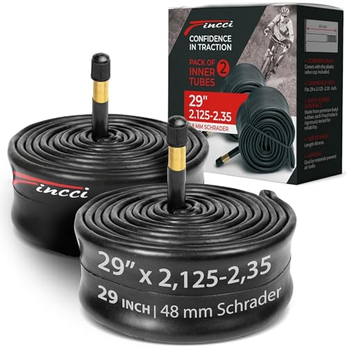 Fincci 29 MTB Air Tubes - Pair of Inner Tubes Road Bike 29 x 2.1 x 2.20 x 2.35 Inches for Mountain Road Bike ebike MTB Hybrid Bicycles - Schrader Inner Valve 48 mm - Pack of 2