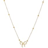 Heclia Gold Bow Necklace for Women Preppy Dainty Gold Plated Choker with Small Bow Pendant Cute Coquette Necklace Charm Bowknot Choker Chain Necklaces Trendy Stuff Jewelry for Women Gifts