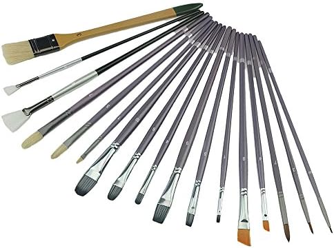 17 pcs Professional Artist Brushes for Oil, Acrylic, Watercolor, Gouache, Face Painting with Carry Box， Art Paint Brush Set