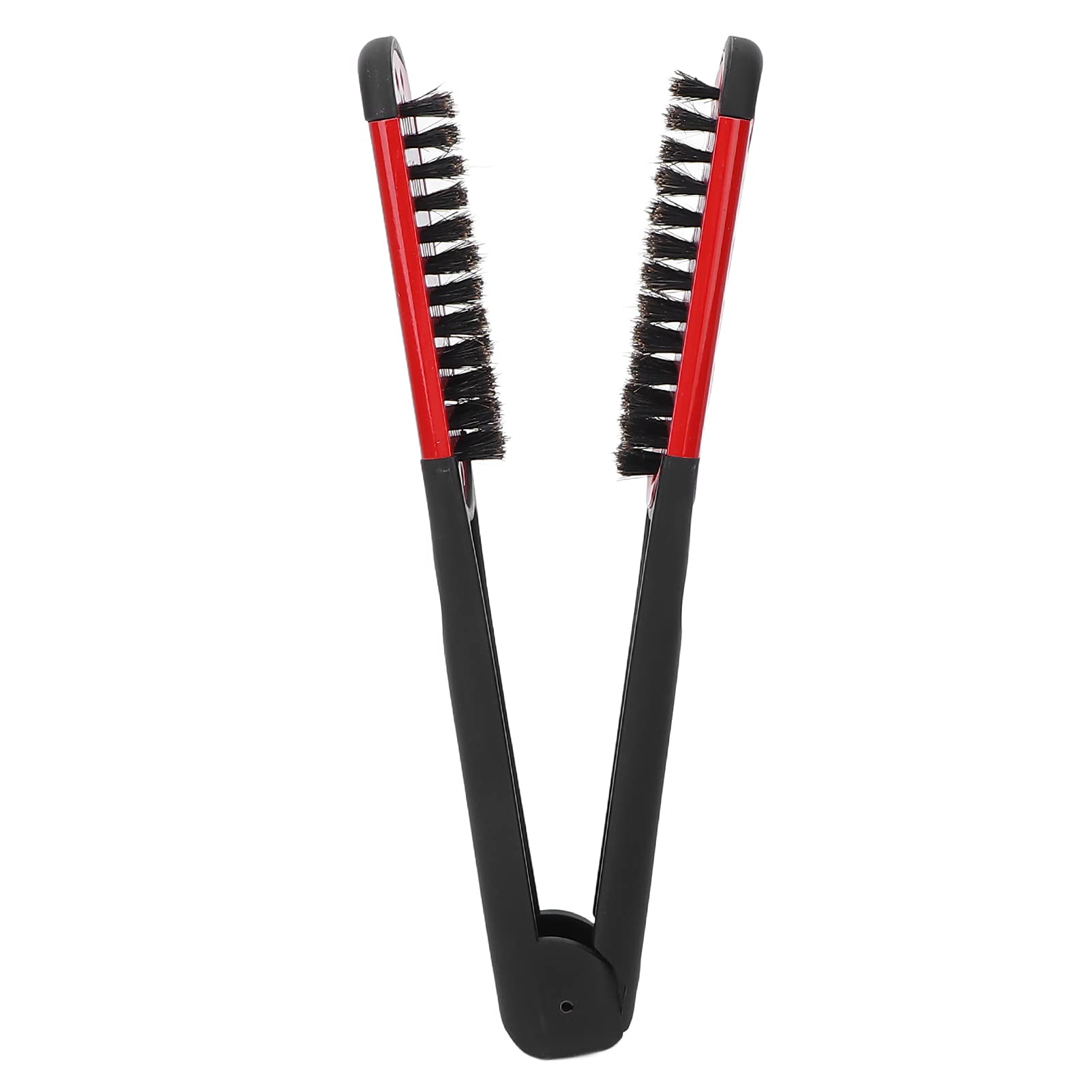 Double-sided Clamp Bristle Brush, Hair Straightener Styling Tool, Reducing Build Up, Conditions & Controls Frizzy Hair(red)