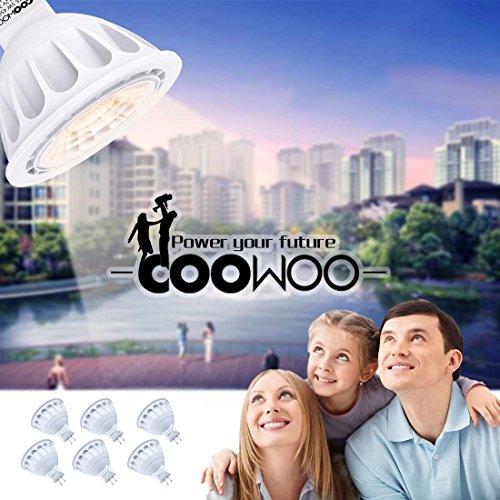 MR16 LED Light Bulbs with GU5.3 Base 50W Equivalent Halogen Replacement Warm White 3000K 5W 12V Spotlight with 450 Lumens 6 Packs by COOWOO