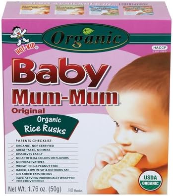 Hot Kids Organic Baby Mum Mum Rice Biscuit, 1.76 Ounce - 6 per case.