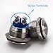 Momentary Push Button Switch, URTONE UR162, 1NO SPST DC 30V AC 220V 3A Stainless Steel Metal Shell Suitable for 16mm 5/8