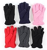 Toddler / Kids Soft And Warm Fleece Lined Gloves 6-Pack (Color 7-8Y)