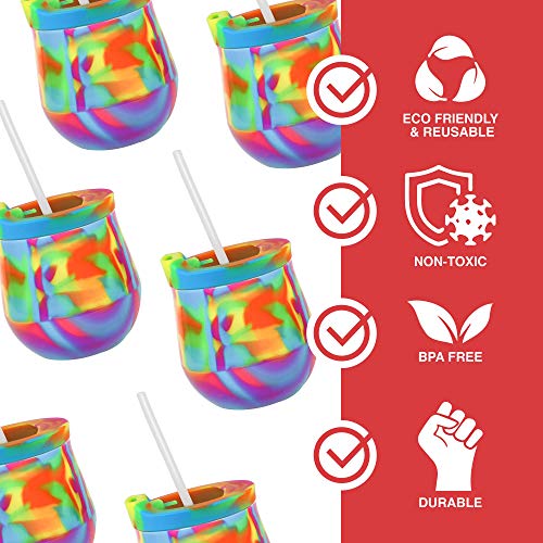 Silipint-Silicone-Unbreakable-Wine-Glass-2-Pack-Tumblers-with-Lids-and-Straws-Reusable-Shatterproof-Wine-Tumblers-Silicone-Stemless-Wine-Cups-Guaranteed-for-Life-2-Pack-Sea-Swirl-Hippy-Hop