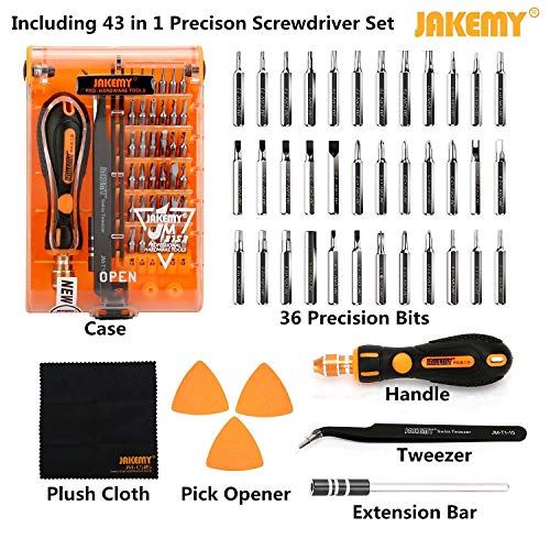 Jakemy Screwdriver Set, All in 1 with 50 Magnetic Precision Driver Bits, Repair Tool kit with Pocket Tool Bag for iPhone, Computer, Macbook, Cell Phone, PC, Laptop, Tablet, Game Console (107-IN-1)