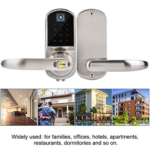 Smart Door Lock, Fingerprint Touchscreen Password Key Card Anti-Theft Entry Gate Lock with 12-Key Backlight Keyboard