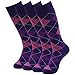 Mid Calf Wedding Dress Socks Men, SUTTOS Easter Day Easter Day Gift Men's Soft Cotton Funky Pattern Long Crew Dress Socks 4 Pair Purple Argyle Plaids,Fit Shoes Sizes 6-12,Sock Size 10-13