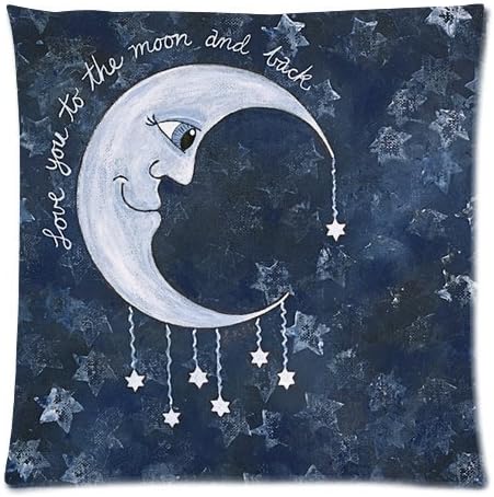 Home Decor Pillowcases I Love You To The Moon and Back Quote 18X18 Inch Two Sides Zippered Soft Cotton Pillow Covers