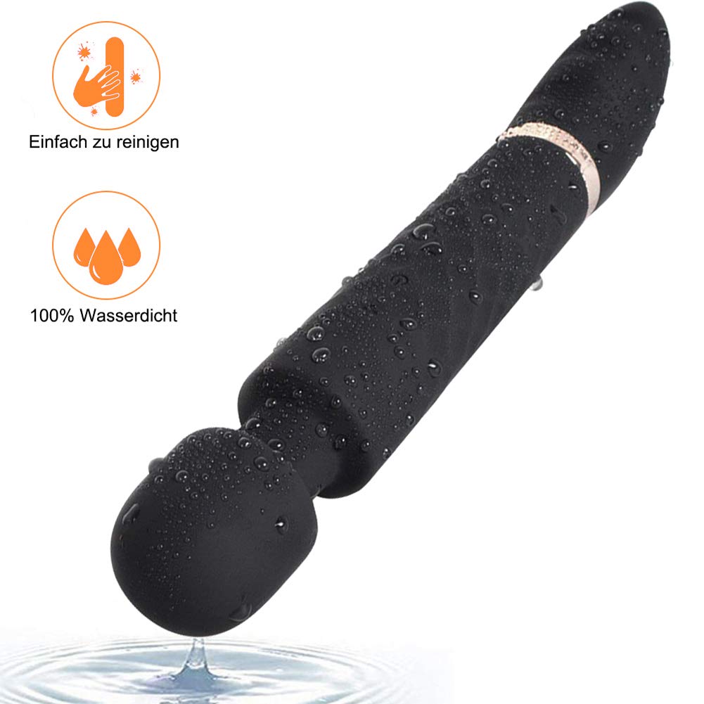 Silikon Vibratoren für sie Klitoris und G-Punkt Stimulator Massagestab, Wasserdicht Orgasmus Klitorisstimulator AV-Vibrator Stick für Paar, Frauen, Doppelkopf Magic Wand Massagegerät für Körper, Nacken, Schulter, Rücken, 12 Vibrationsmodi, 