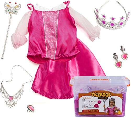 Princess Costume for Girls - Princess Dress Up Set with Case - Costume for Girls by Tigerdoe