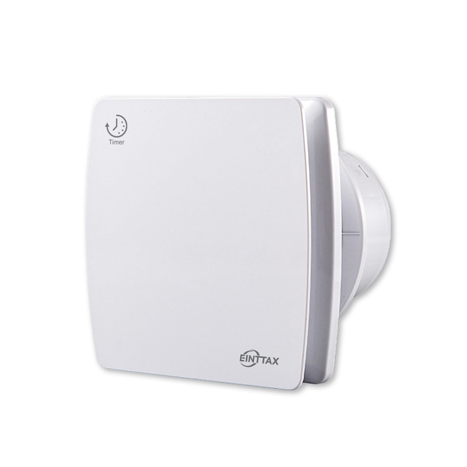 EINTTAX 100mm Quiet Bathroom Extractor Fan with Timer, White Square Bathroom Fan 95m³/h, Wall/Window Mounted Extractor Fan for Kitchen, Shower, Toilet, 12W, 34 dB, IPX4 Waterproof