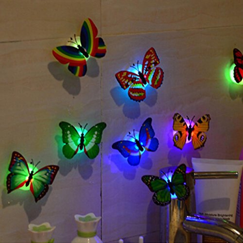 LiPing Wall Paper 3D DIY Luminous Dancing Butterflies Wall Stickers-Removable Decal Art Home Decor Painting Supplies Room Decor Kit-Kids Bedroom Decoration (10PCS)