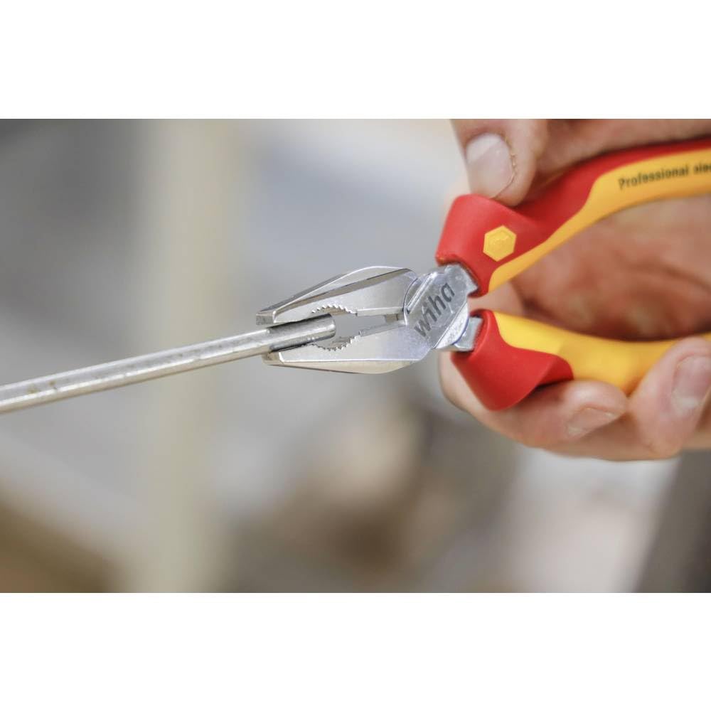 Wiha Kombizange Professional electric mit DynamicJoint® (einzigartige Gelenkkonstruktion für bessere Kraftübertragung) und OptiGrip mit extra langer Schneide (26711) 200 mm Zange für Elektriker, VDE geprüft, stückgeprüft, stabil und robust 3