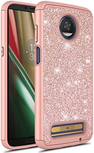 Moto Z3 Play Case, Rosebono Cute Fashinon Hybird Luxury Shinning Bling Classy Glitter Sparkle Protective Shockproof Case Cover for Motorola Moto Z Play 3rd Generation (Rose Gold)