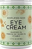 Nourishing Eye Cream for Dark Circles, Fine Lines, Sagginess & Puffiness. Best Under & Around Eyes Moisturizing Treatment with Organic Jojoba oil, Vitamin E & Witch Hazel by Simplified Skin 1.7 oz