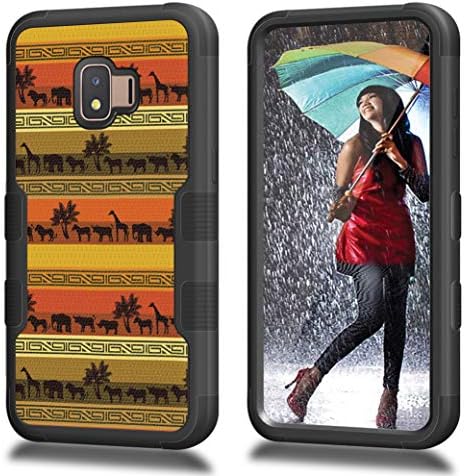 CASECREATOR[TM] Natural TUFF Hybrid Rubber Hard Case is Compatible with Samsung Galaxy [J2] / [J2 Core] / J260 (Unlocked)~ Black Black-Safari Animals