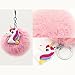 Hihelp 6Packs Rainbow Unicorn Keychain, Pink Pom Pom Key Ring Soft Faux Fur Ball Bag Pendant Decoration Unicorn Party Favors Supplies (Unicorn)