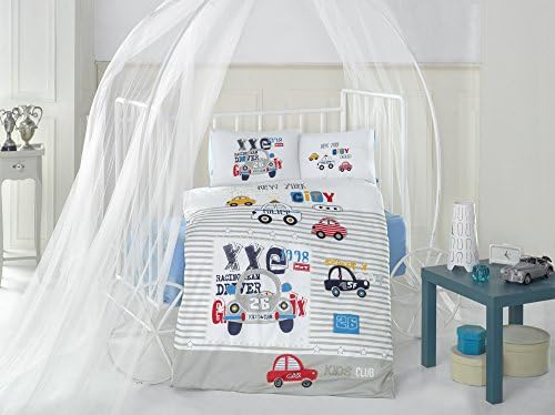New York City Car - 100% Cotton Baby Duvet Cover Set – Made in Turkey - Blue - 5 Pieces, COMFORTER INCLUDED (5 PCS)