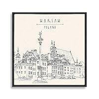 Framed Canvas Wall Art Travel Architecture Sketch Canvas Prints Home Artwork Decoration for Living Room,Bedroom - 16x16 inches