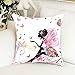 HGOD DESIGNS Flower Fairy Girl with Pink Wing Elves and Butterflies Throw Pillow Case Cushion Cover Fashion Home Decorative Sofa Bedroom Pillowcase Gift Double Sides Printed 18x18