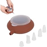 Silicone Macaron Baking,Piping Pot Tips, Silicone Macaron Mold Pot Baking Mold Pot Macaron Baking Kit with 5 Nozzle Tips Large Baking Decorating Pastry Cream Cake Nozzle Tool