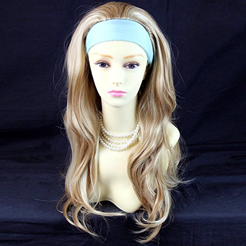 Blonde Mix 3/4 Fall Hair Piece Long Straight Layered wavy Half Wig hairpiece