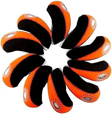 10PCS Orange/Black Golf Iron Head Covers Headcovers For Taylormade Ping Callaway