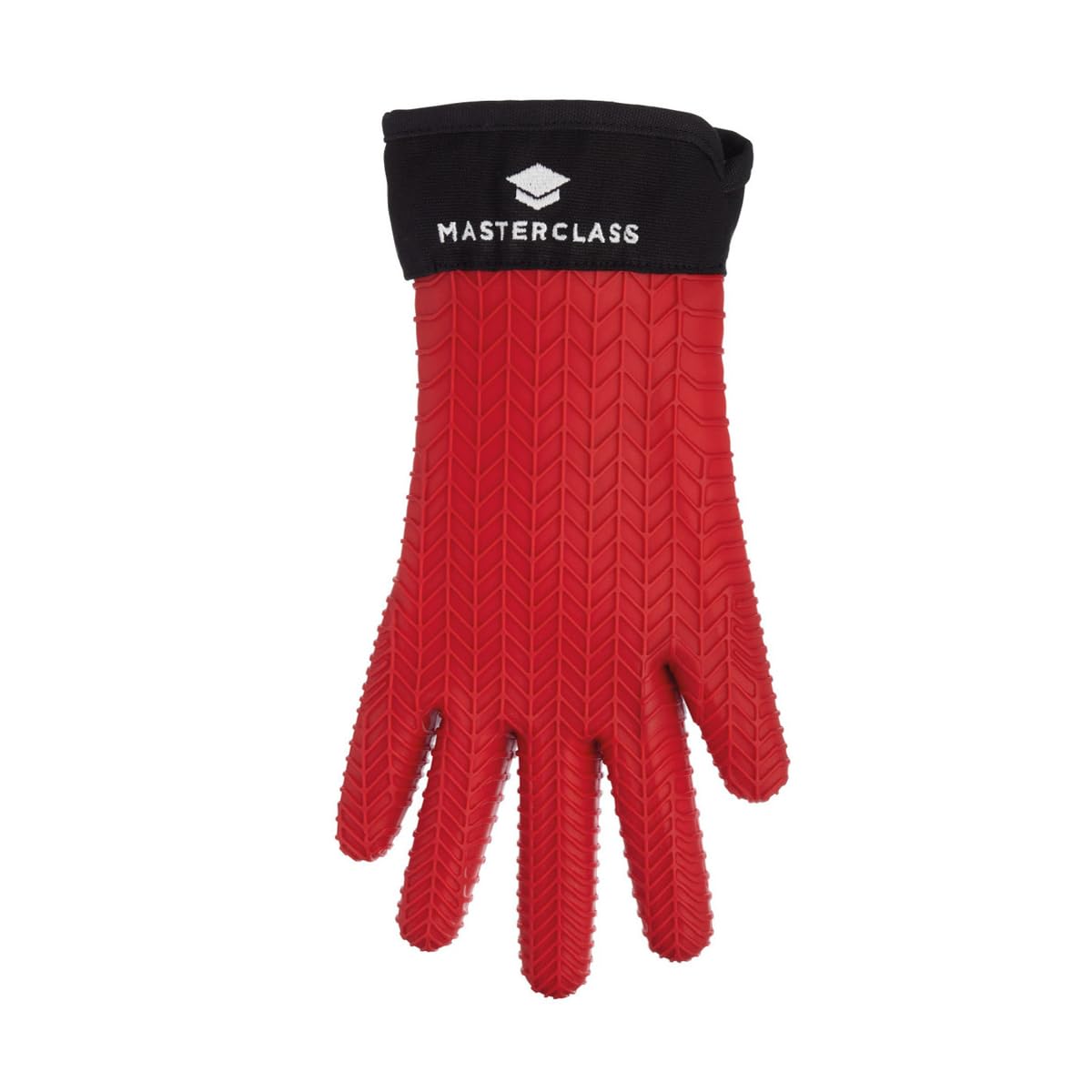 MasterClass Waterproof and Heat-Resistant Silicone Oven Glove with Fingers - Red