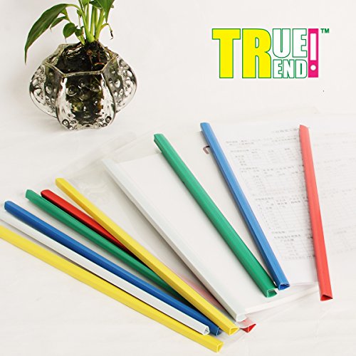 TRUETREND Clear Plastic Report Cover | Standard Sliding Bar Crystal Clear Design – Project File, Resume and Presentation Protector – Perfect for School and Office + Pack of 10 in 5 assorted colors