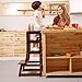 UNICOO- Kids Step Stool, Kids Learning Stool, Children Kitchen Step Stool, with Safety Rail-Solid Wood Construction. Perfect for Toddlers (Espresso-01)