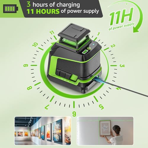 360° Laser Level with 152m Tripod - Huepar 25m-50m Green Laser Self-Leveling + Pulse Mode - 3 Brightness Levels - Rechargeable Li-ion Battery - For Tile Installation, Indoor Decoration