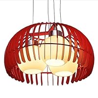 YJWOZ Adjustable Hanging Wire Chandelier,Nordic Modern Simple Colorful Iron Pendant Light Lamp Ball Glass Lampshade Ceiling Lamp Study Bedroom Restaurant Lighting Fixture Chandelier (Color : Red)