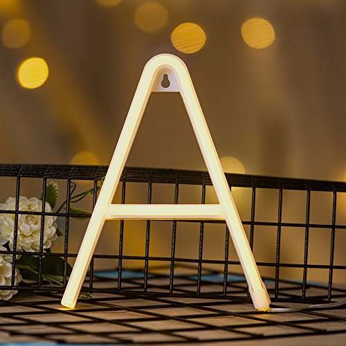 Pooqla Neon Letter Sign Night Lights LED Alphabet Neon Art Lights Wall Decor Light up Words for Wedding Birthday Party Christmas Home Bar Decoration A