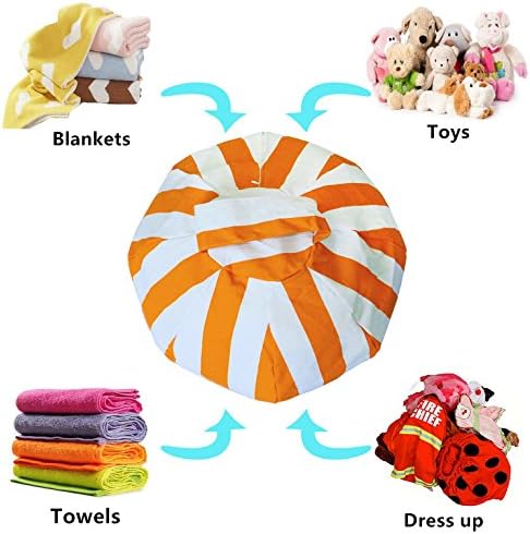 Bluexury Creative Stuffed Animal Storage Bean Bag Chair - Premium Canvas - Perfect Storage for Blankets / Pillows / Covers / Towels / Clothes