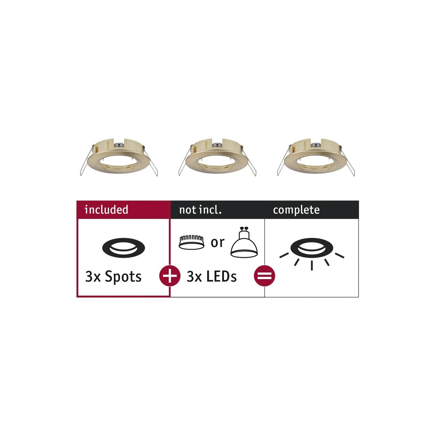 Paulmann Choose Spot 92483 Recessed Ceiling Light Maximum 3 x 10 W Brushed Brass Recessed Light Bulb Without Aluminium