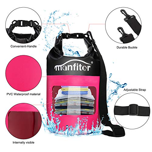 Manfiter Waterproof Dry Bag 5L/10L/20L PVC Floating Dry Backpack Lightweight Accessories with Waterproof Phone Case for Kayaking, Rafting, Boating, Swimming, Camping, Beach, Fishing, and Pool