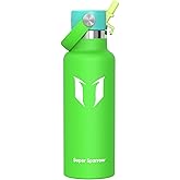Super Sparrow Insulated Water Bottle - 17 Oz / 25 Oz / 34 Oz - Standard Mouth FlipFlow Flask - BPA Free, Leak Proof Drink Bottle- Ergonomic Straw Water Bottles for Work, Gym, Travel, Sports