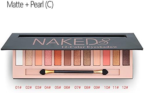 Cosprof 12 Colors Professional Eyeshadow Pallete Face Matte & Shimmer Makeup Eye shadow Palette Nudes Warm Natural Neutral Smoky Cosmetic Eye Shadows,Matte+Pearl（C）