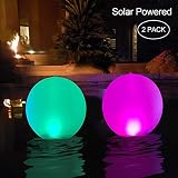 Floating Pool Lights Inflatable Waterproof IP68 Solar Glow Globe,14" Outdoor Pool Ball Lamp 4 Color Changing LED Night Light, Party Decor for Swimming Pool,Beach,Garden,Backyard,Lawn,Pathway - 2 PACK