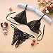 HuaYang Women's Lace Lingerie Stripper Thongs T-back + Bra(Black)